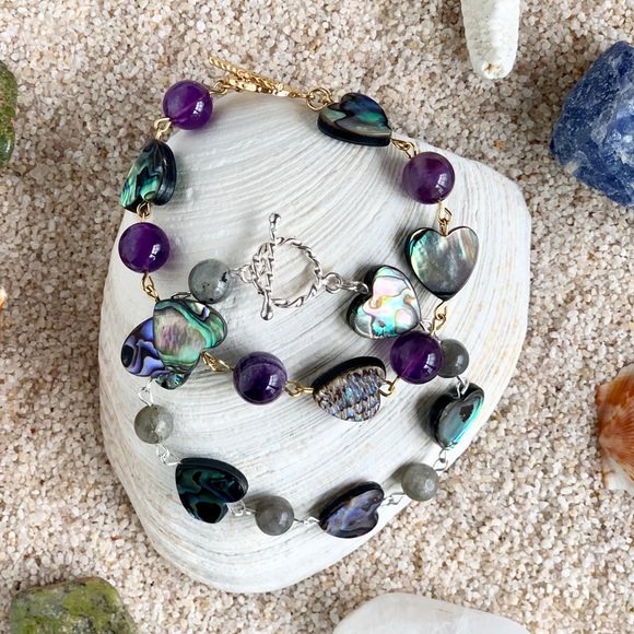 Abalone & Gemstone Beaded Bracelet - Picture 2 of 8